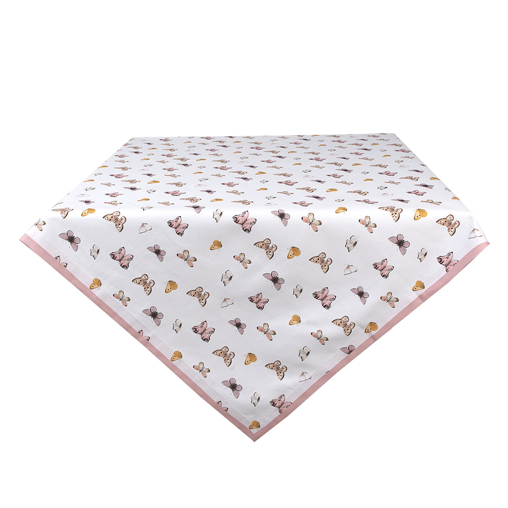 Clayre & Eef   | Vierkant Tafelkleed Beige Roze 100x100 cm | BPD01