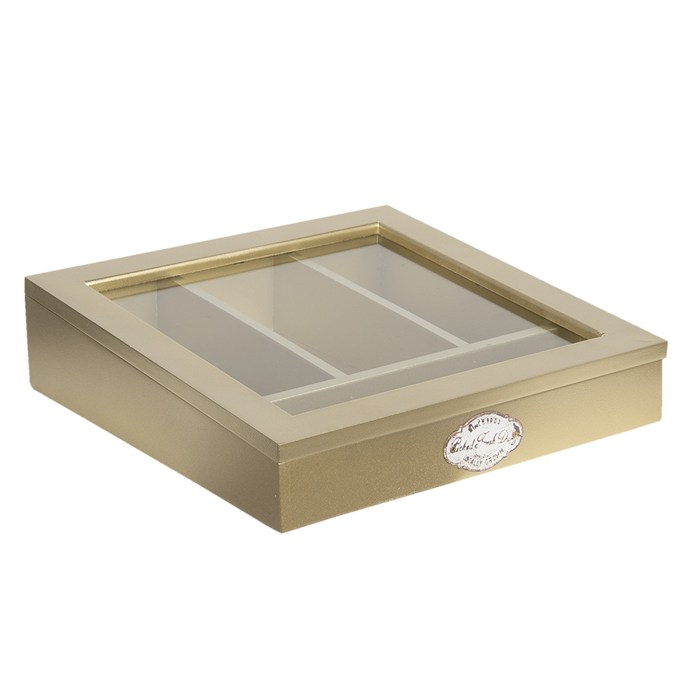 Clayre & Eef   | Bestekbak Goudkleurig 30x30x8 cm | 6H1583GO