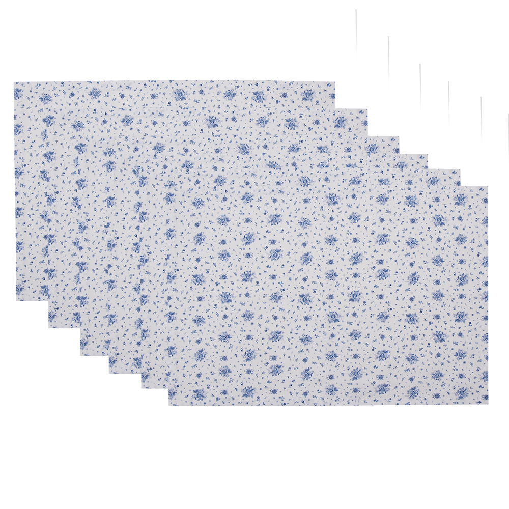 Clayre & Eef   | Placemats Set van 6 Beige, Blauw 48x33 cm | BRB40