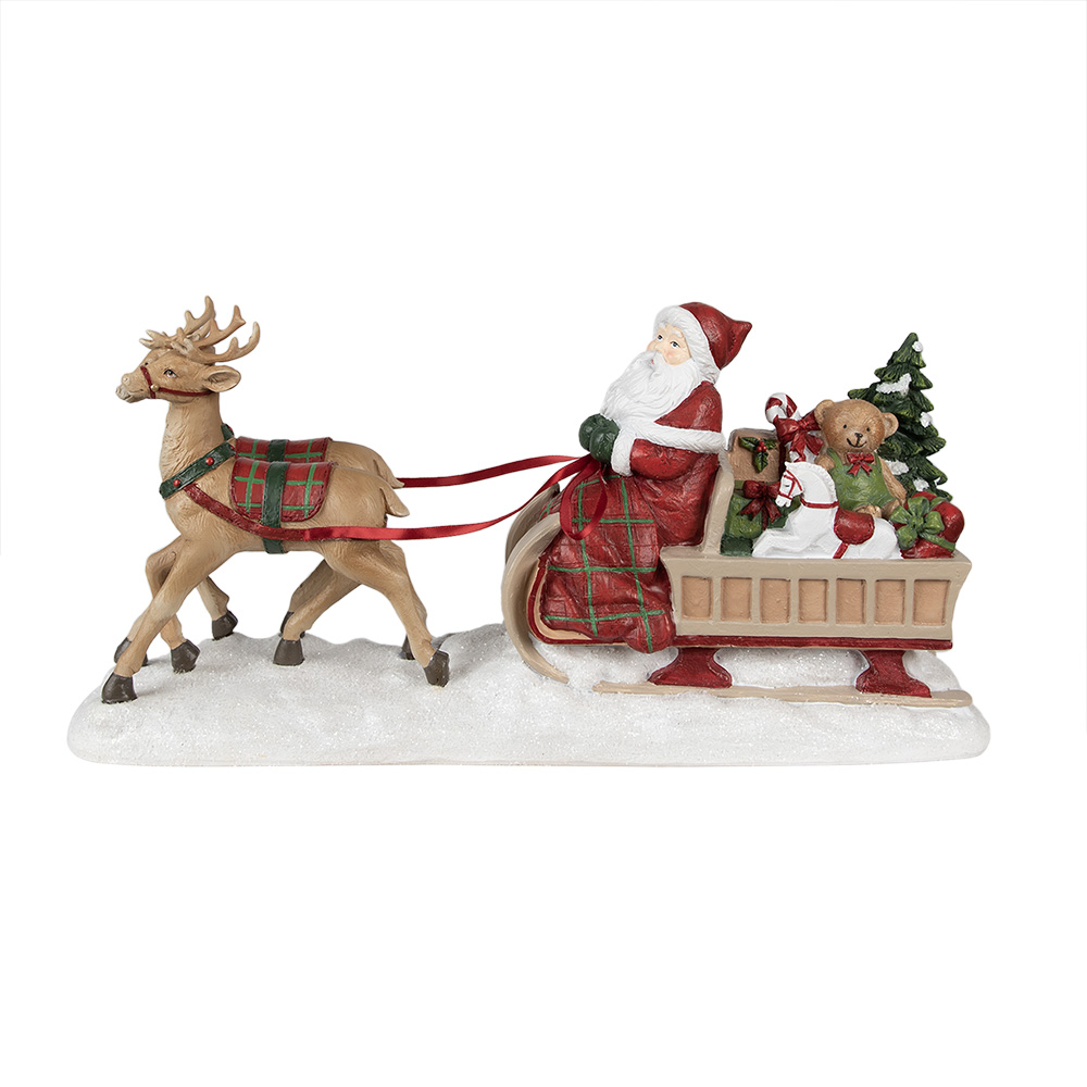 Clayre & Eef   | Kerstdecoratie Beeld Kerstman Rood, Bruin 41x11x19 cm | 6PR3919