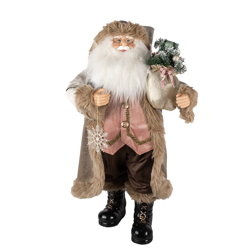 Clayre & Eef   | Kerstdecoratie Kerstman Beige 37x29x82 cm | 50760