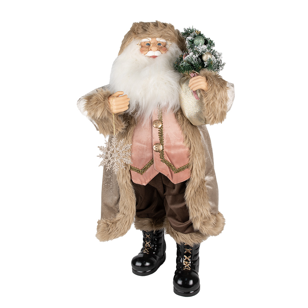 Clayre & Eef   | Kerstdecoratie Kerstman Beige 26x16x47 cm | 65250