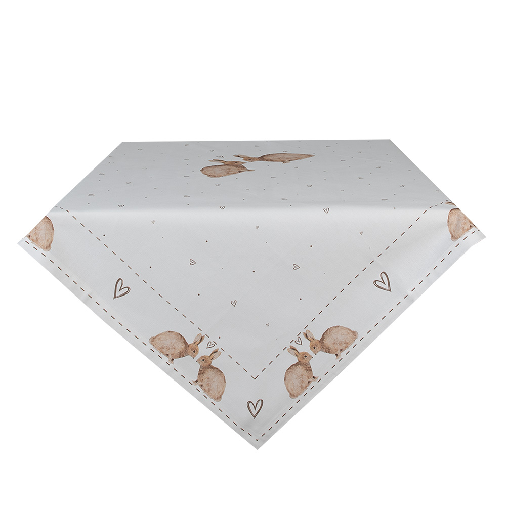 Clayre & Eef   | Vierkant Tafelkleed Beige Bruin 100x100 cm | BSLC01