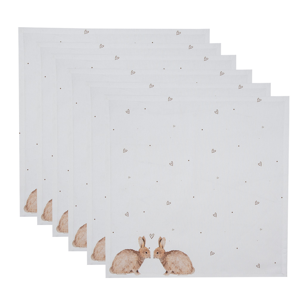 Clayre & Eef   | Servetten Katoen Set van 6 Beige Bruin 40x40 cm | BSLC43