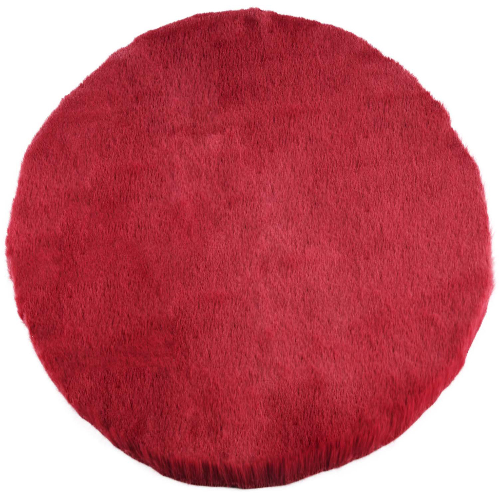 Dekoratief | Decomat rond, rood, nepbont, 40x40cm | A205418