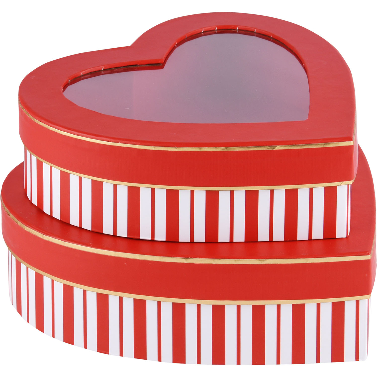 Dekoratief | Set 2 hartdozen, rood/wit, 20x20x6cm | A220067