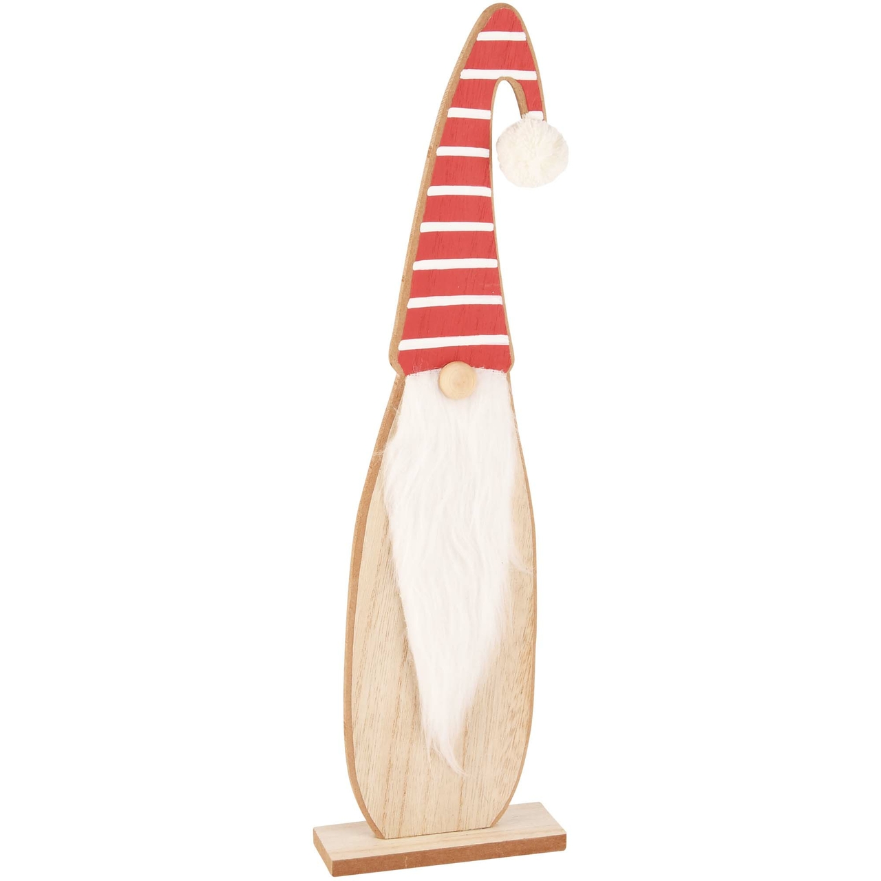 Dekoratief | Deco santa staand, naturel/rood, hout, 12x4x41cm | A225122