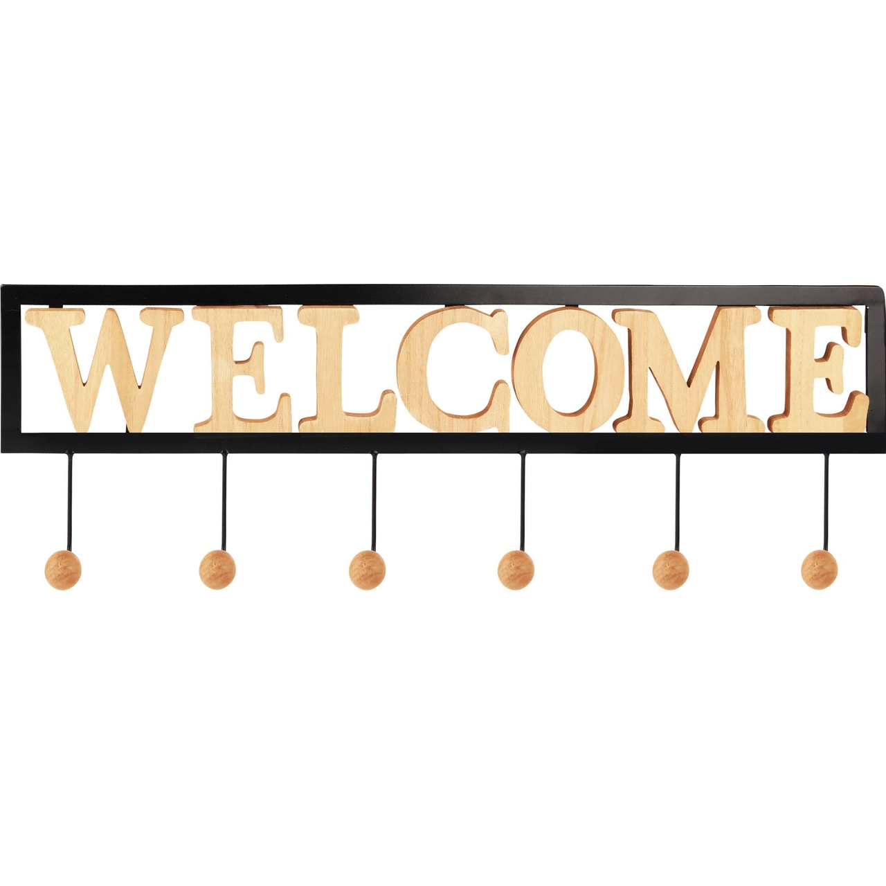 Dekoratief | Kapstok 'Welcome', naturel/zwart, metaal, 65x20x6cm | A225562