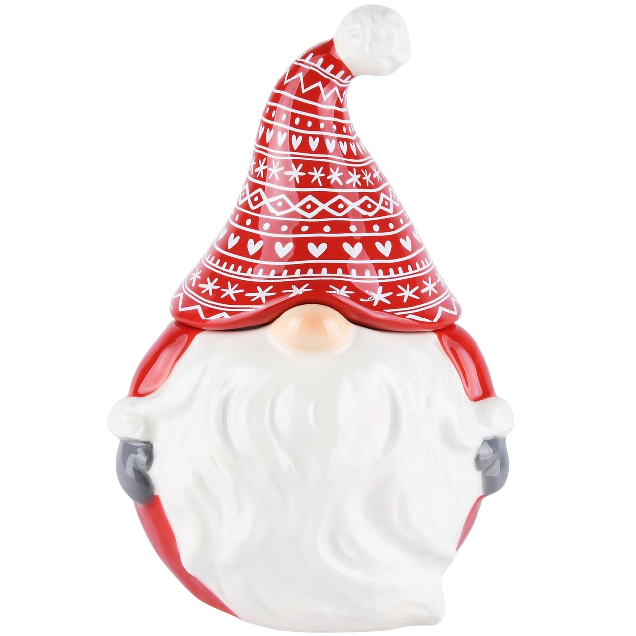 Dekoratief | Santa pot m/deksel, rood/wit, keramiek, 11x10x16cm | A225677