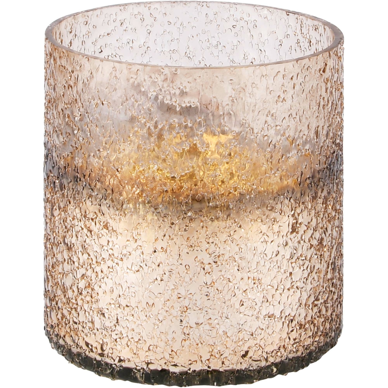 Dekoratief | Theelichthouder 'Sparkle' bruin, glas, 15x15x17cm | A225995