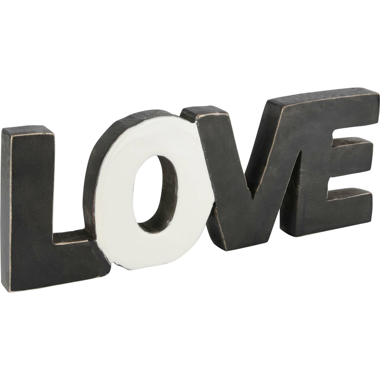 Dekoratief | Deco 'LOVE', zwart/wit, hout, 32x3x12cm | A228077