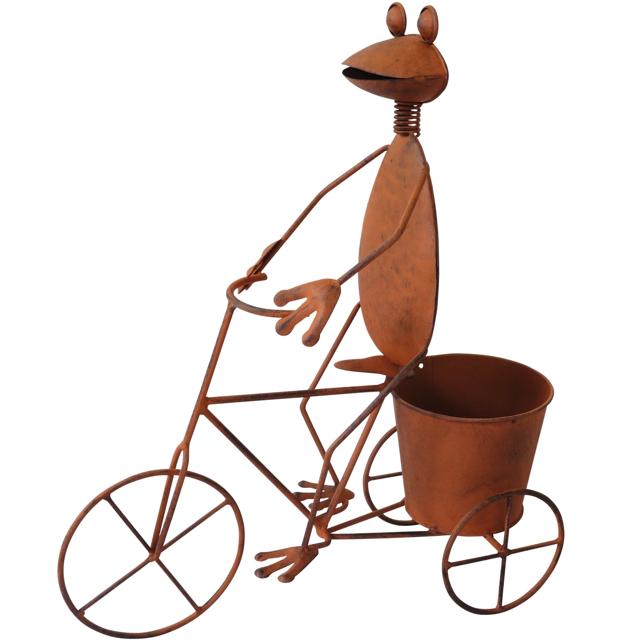 Dekoratief | Kikker op fiets m/bloempot, metaal, 37x18x42cm | A230604