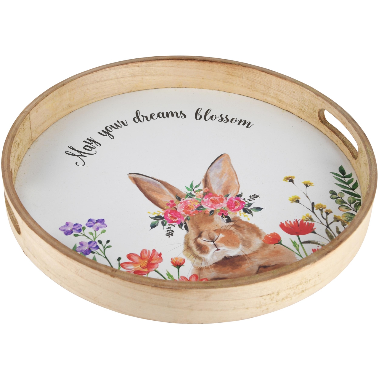 Dekoratief | Dienblad rond m/bunny, hout, 35x4x35cm | A230640