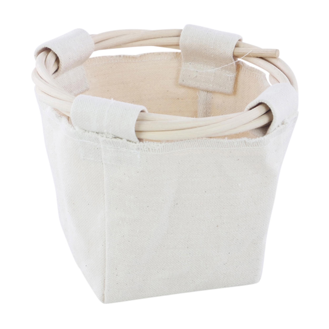 Dekoratief | Mand rond, beige, stof/rotan, 15x15x15cm | A234034