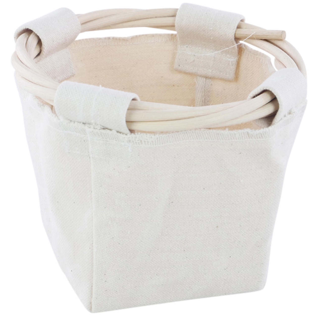 Dekoratief | Mand rond, beige, stof/rotan, 18x18x18cm | A234035