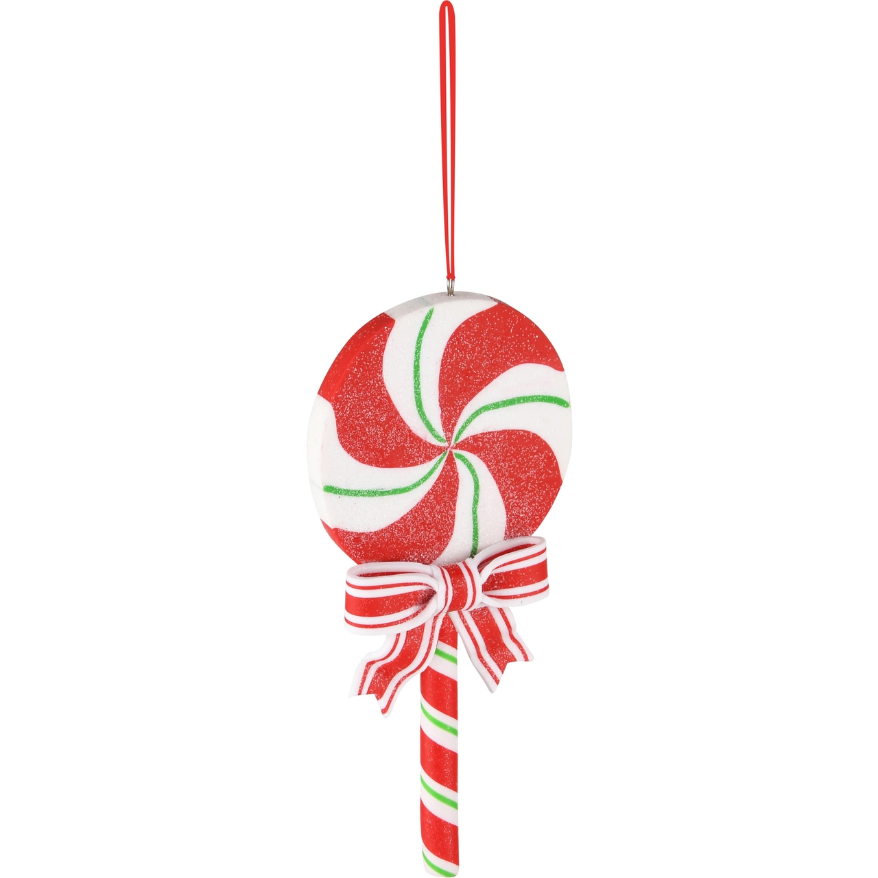 Dekoratief | Hanger lolly, rood/wit, klei, 7x2x14cm | A235052