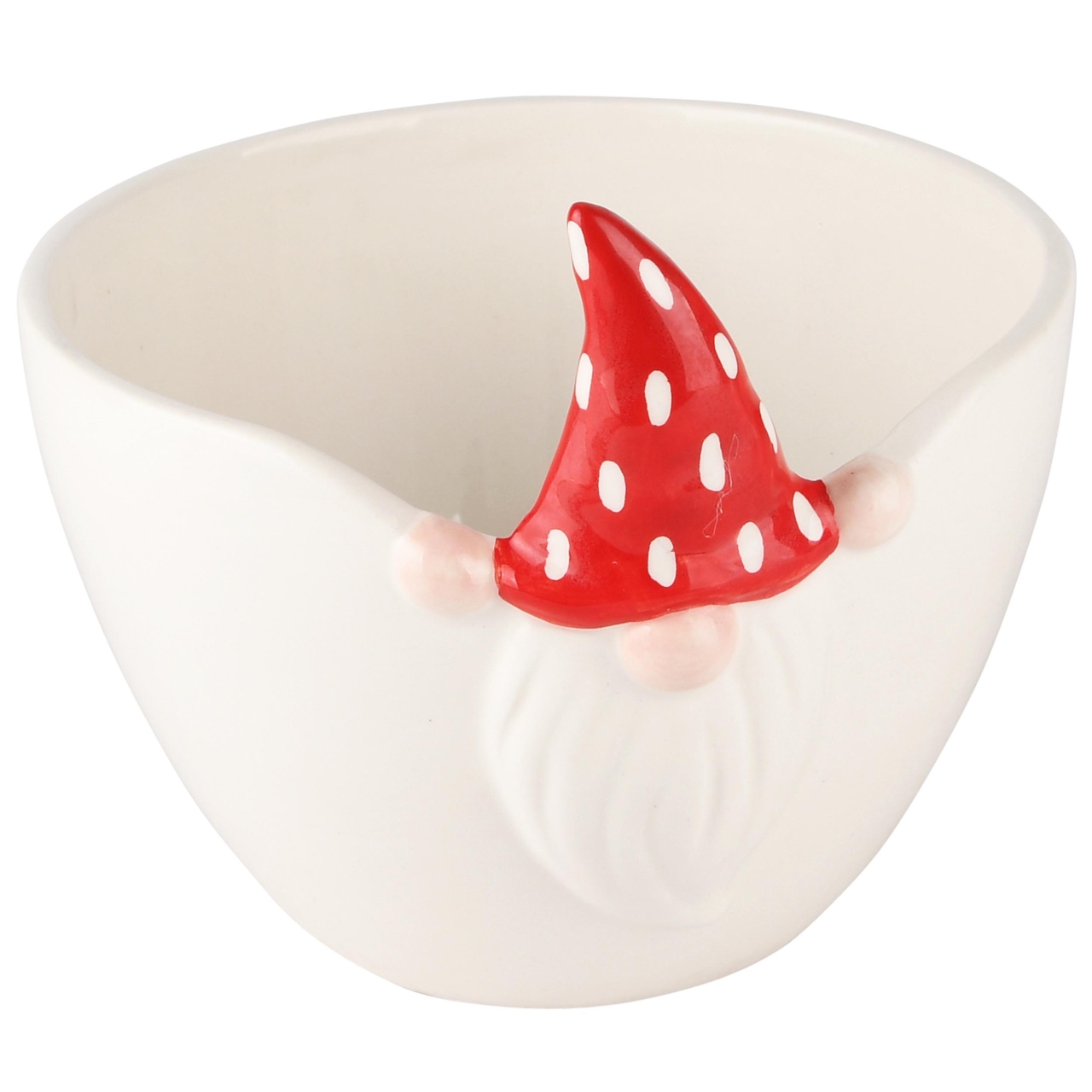 Dekoratief | Bowl m/gnoom, wit/rood, porselein, 14x14x13cm | A235063