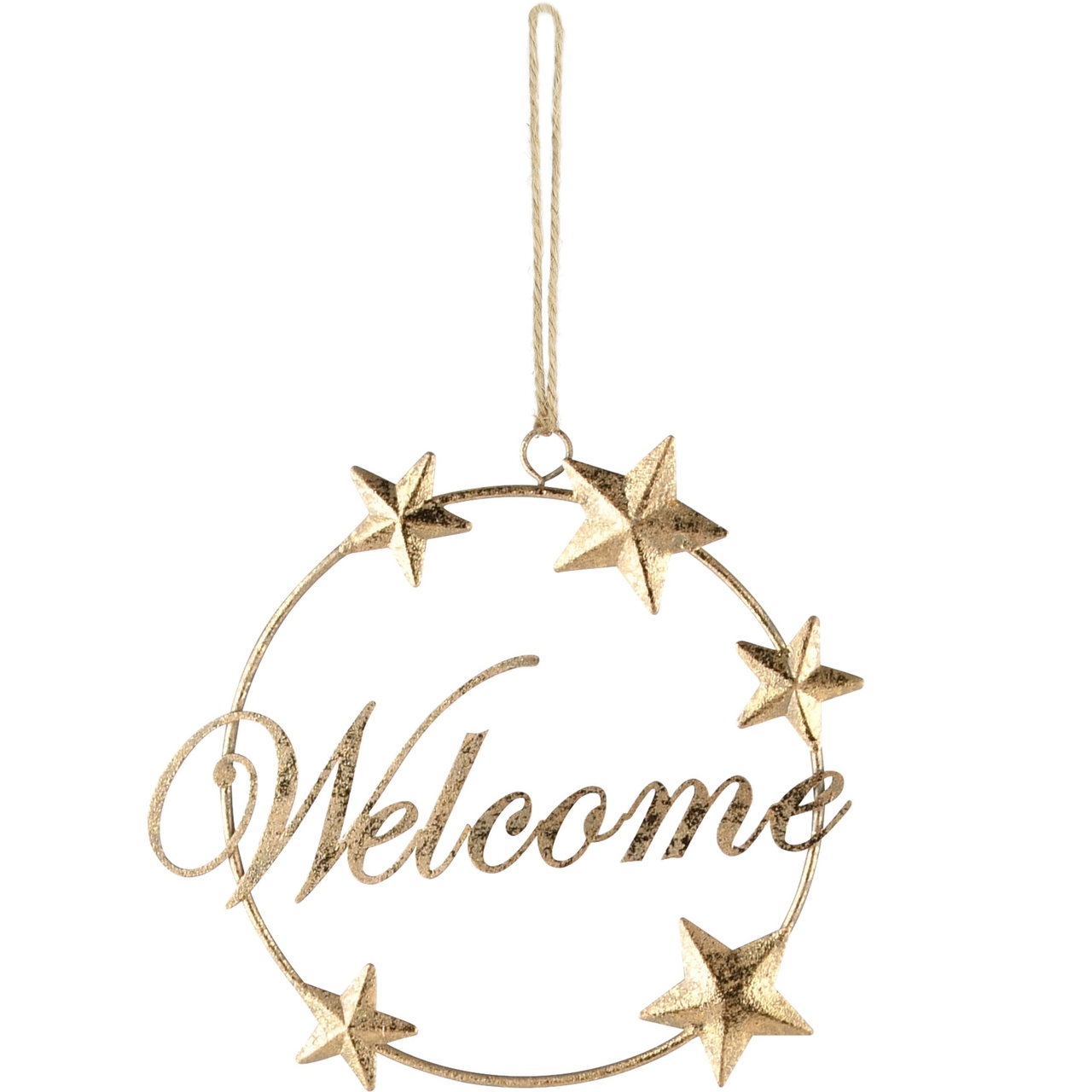 Dekoratief | Hanger ring 'Welcome', goud, metaal, 17x1x17cm | A235647