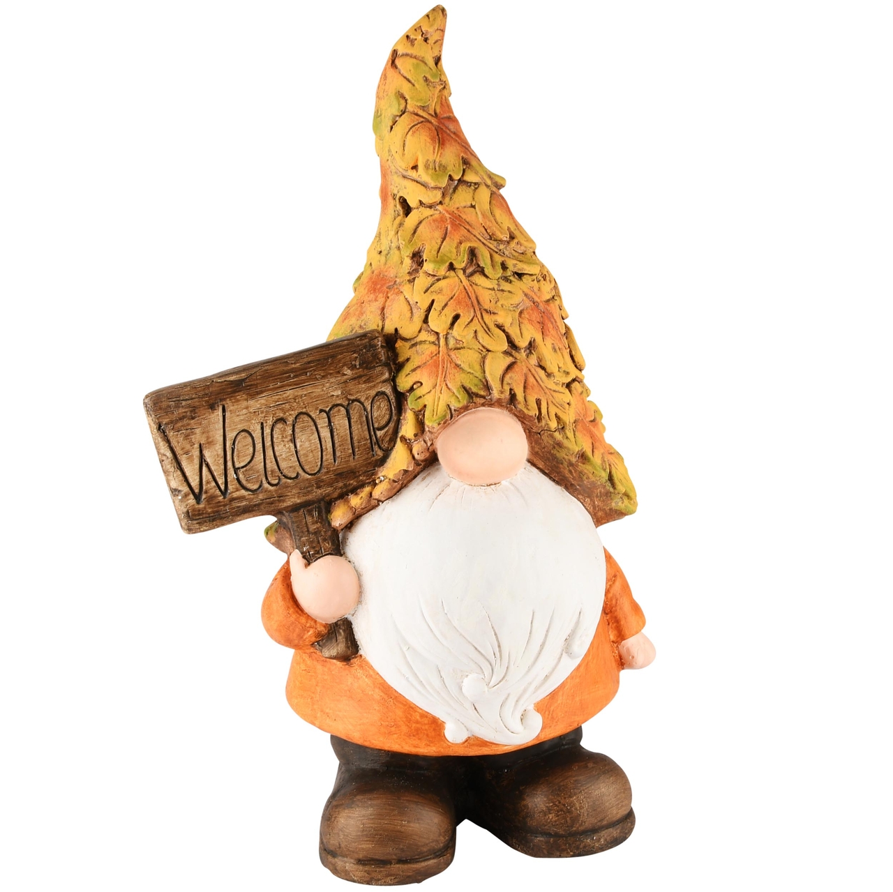 Dekoratief | Herfstgnoom m/bordje 'Welcome', resina, 26x17x41cm | A235772