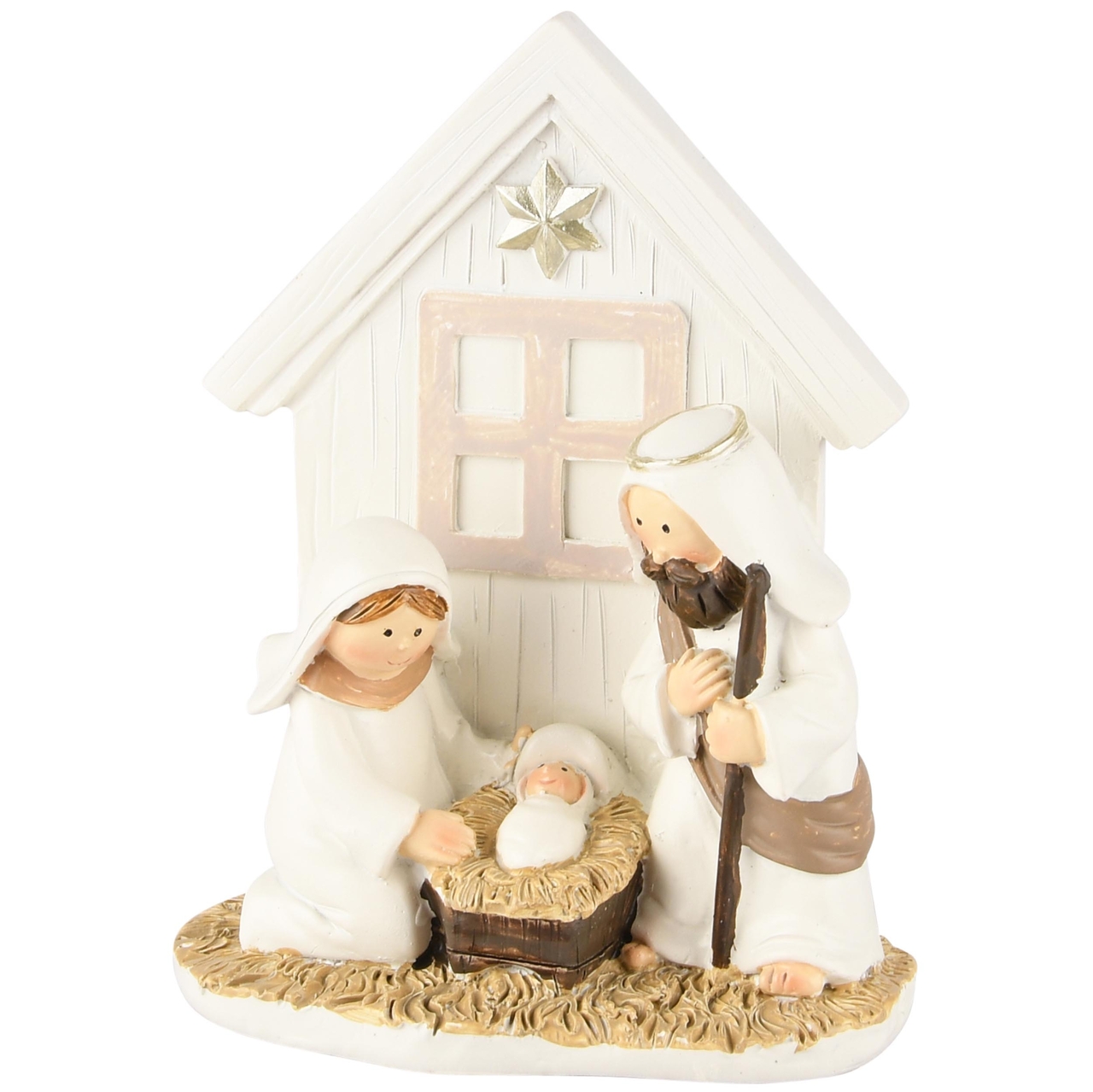 Dekoratief | Ensemble kerststalfiguren, wit, resina, 10x6x13cm | A235815