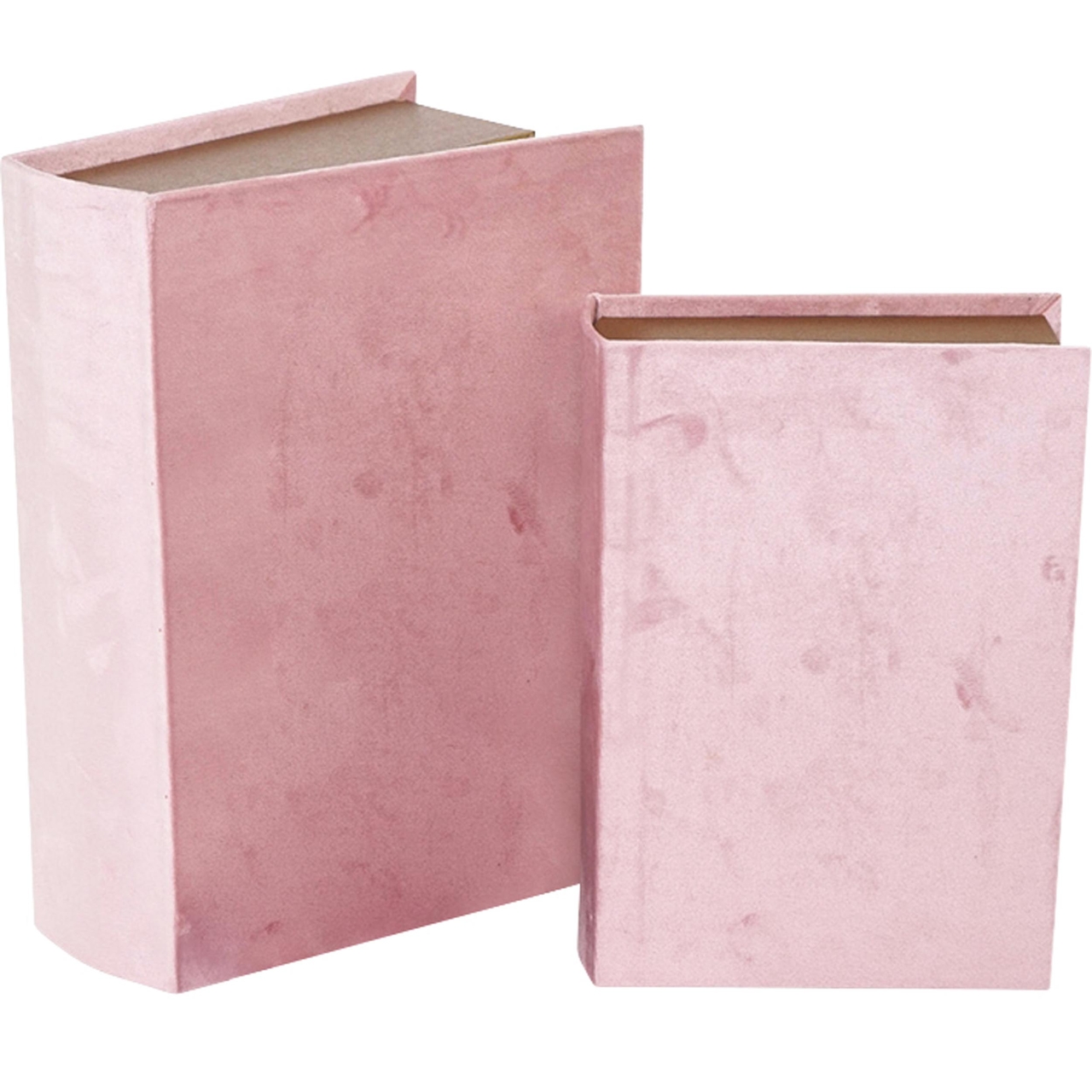 Dekoratief | Set 2 boekdozen, roze/goud, hout, 27x19x7cm | A239068