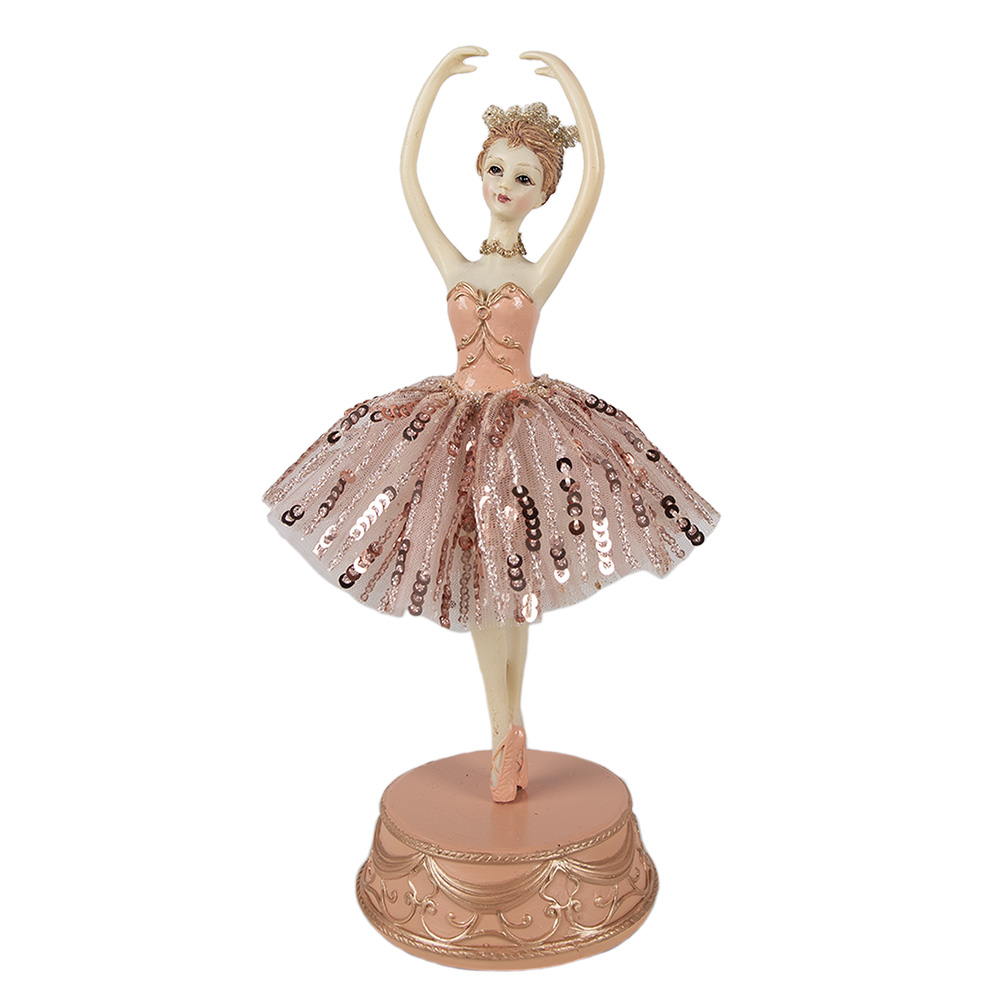 Clayre & Eef   | Muziekdoos ballerina Roze ø 11x29 cm | 65253