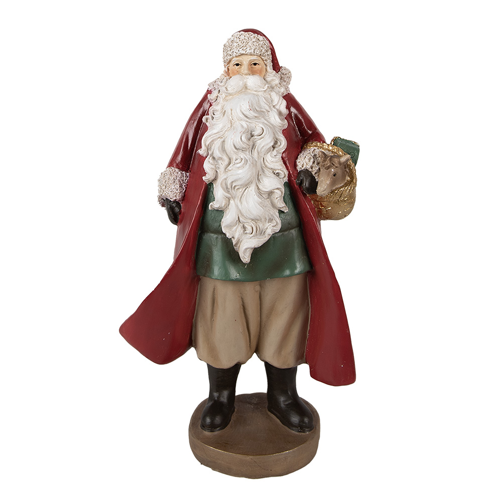 Clayre & Eef   | Kerstdecoratie Beeld Kerstman Rood 14x9x23 cm | 6PR3960