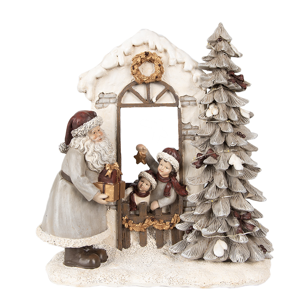 Clayre & Eef   | Kerstdecoratie Beeld Kerstman Wit, Rood 22x10x23 cm | 6PR4950