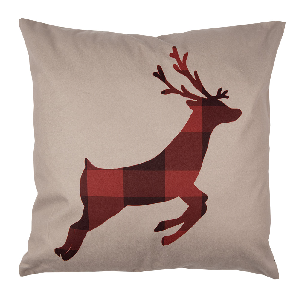 Clayre & Eef   | Kussenhoes Rood Bruin 45x45 cm | TX22