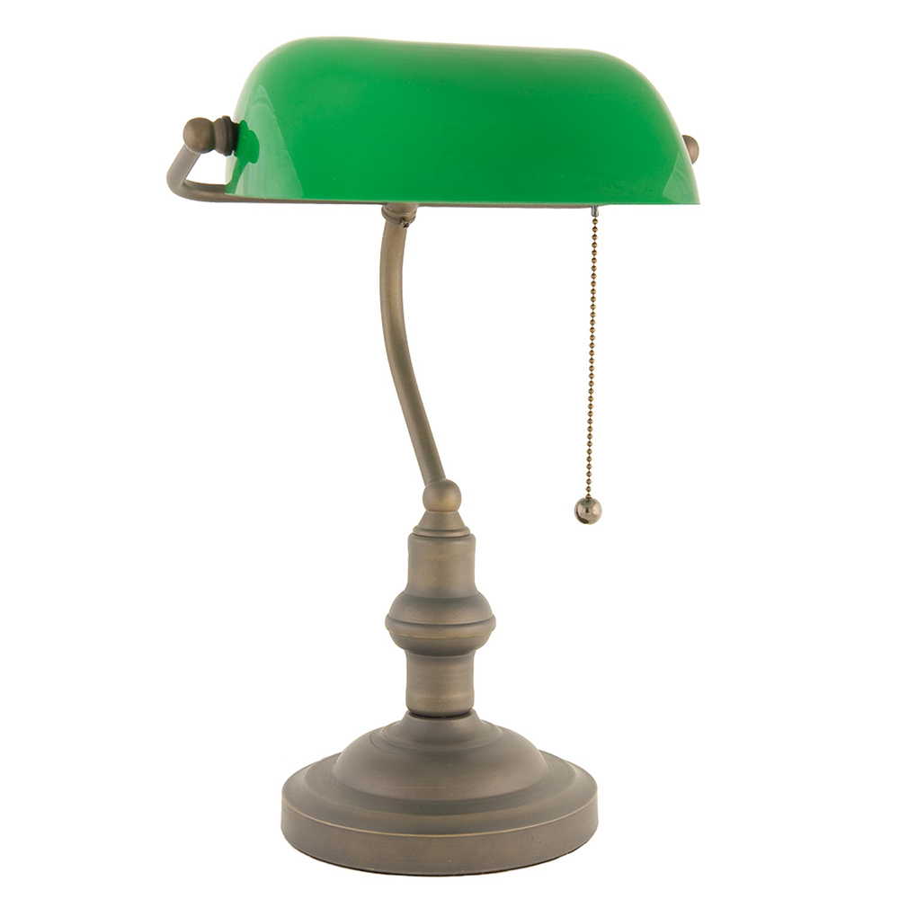 Clayre & Eef   | Bureaulamp Groen, Bruin ø 27x40 cm E27/max 1x60W | 5LL-5125