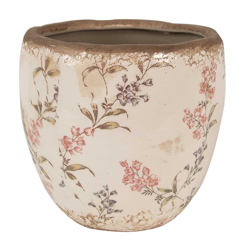 Clayre & Eef   | Bloempot Binnen Beige Roze ø 14x14 cm | 6CE1615M