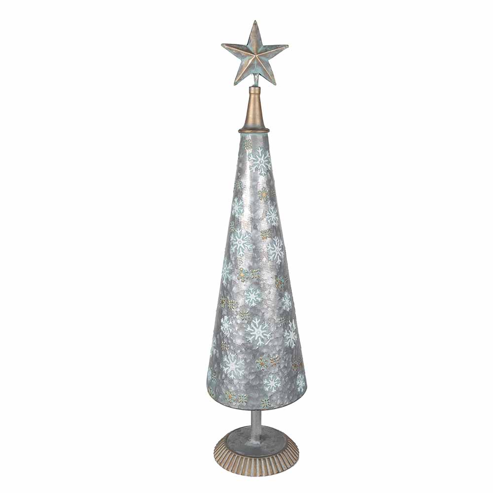 Clayre & Eef   | Kerstdecoratie Kerstboom Grijs Goudkleurig ø 15x64 cm | 5Y1174