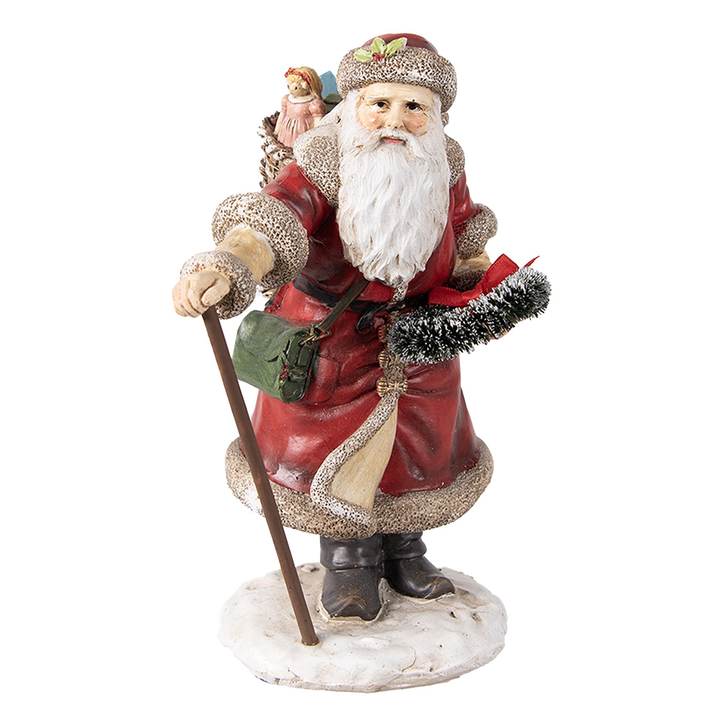 Clayre & Eef   | Kerstdecoratie Beeld Kerstman Rood 14x12x20 cm | 6PR3967