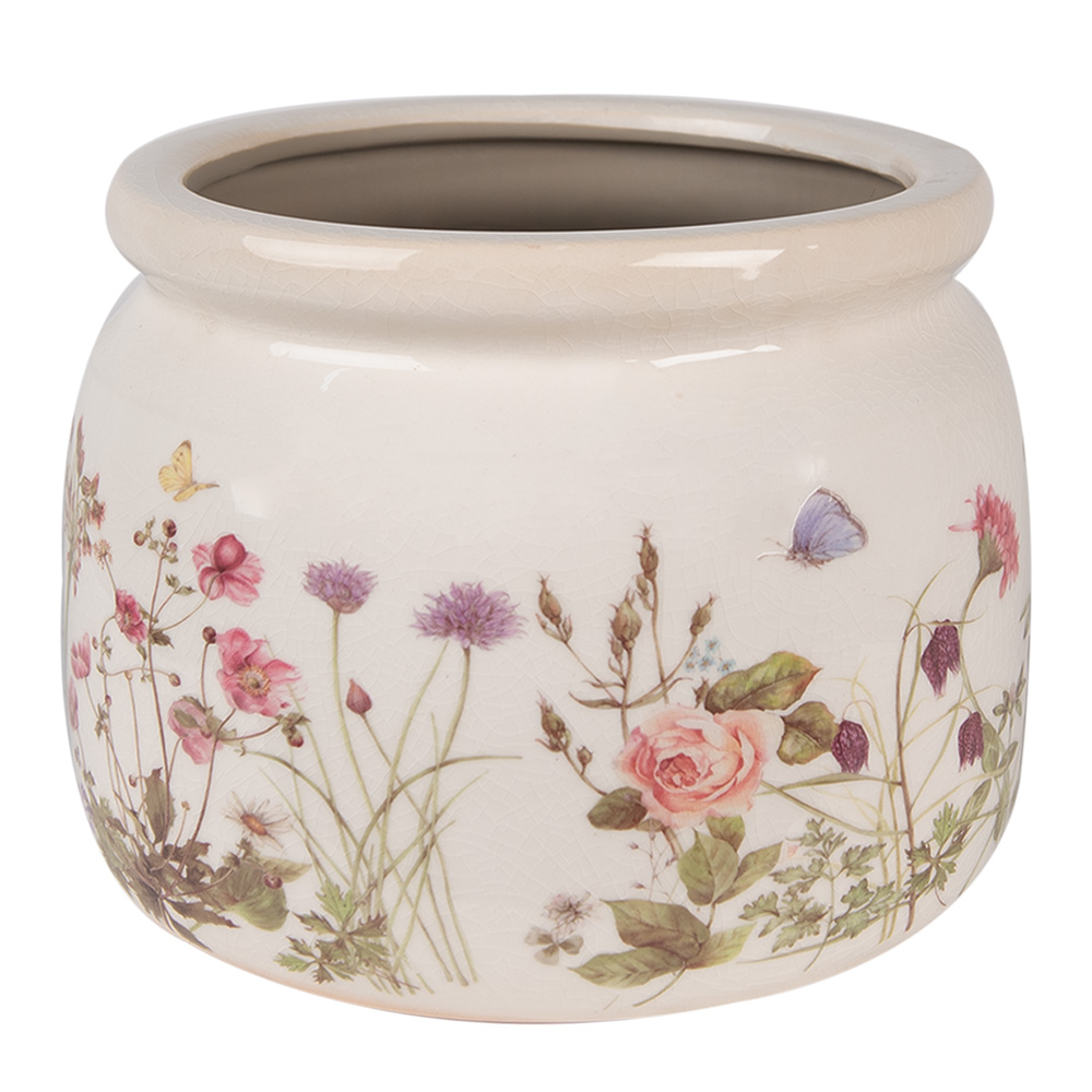 Clayre & Eef   | Bloempot Binnen Beige Roze ø 20x15 cm | 6CE1630L