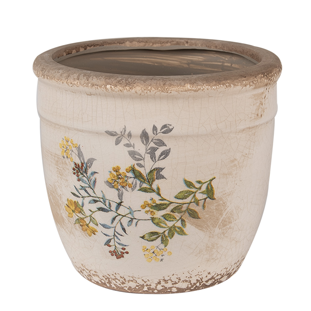 Clayre & Eef   | Bloempot Binnen Beige Geel ø 16x14 cm | 6CE1607M