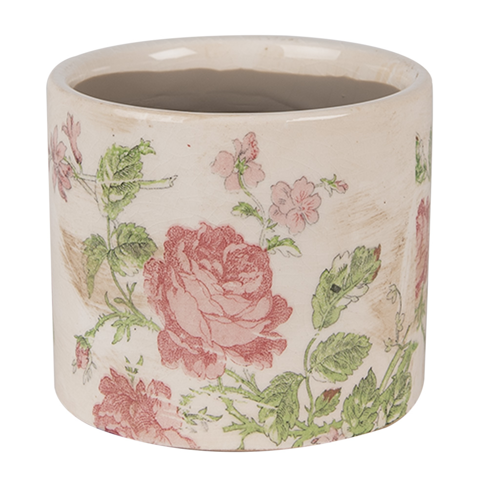 Clayre & Eef   | Bloempot Binnen Beige Roze ø 11x9 cm | 6CE1623XS