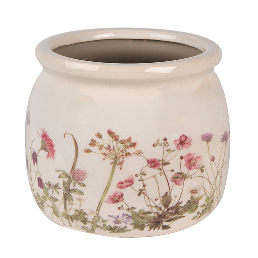 Clayre & Eef   | Bloempot Binnen Beige Roze ø 16x13 cm | 6CE1630M