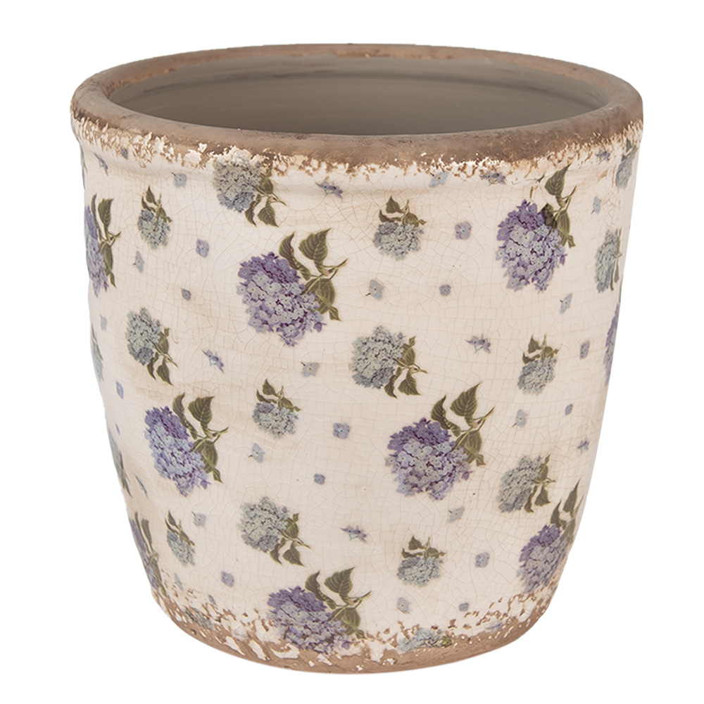 Clayre & Eef   | Bloempot Binnen Beige Blauw ø 16x16 cm | 6CE1638L