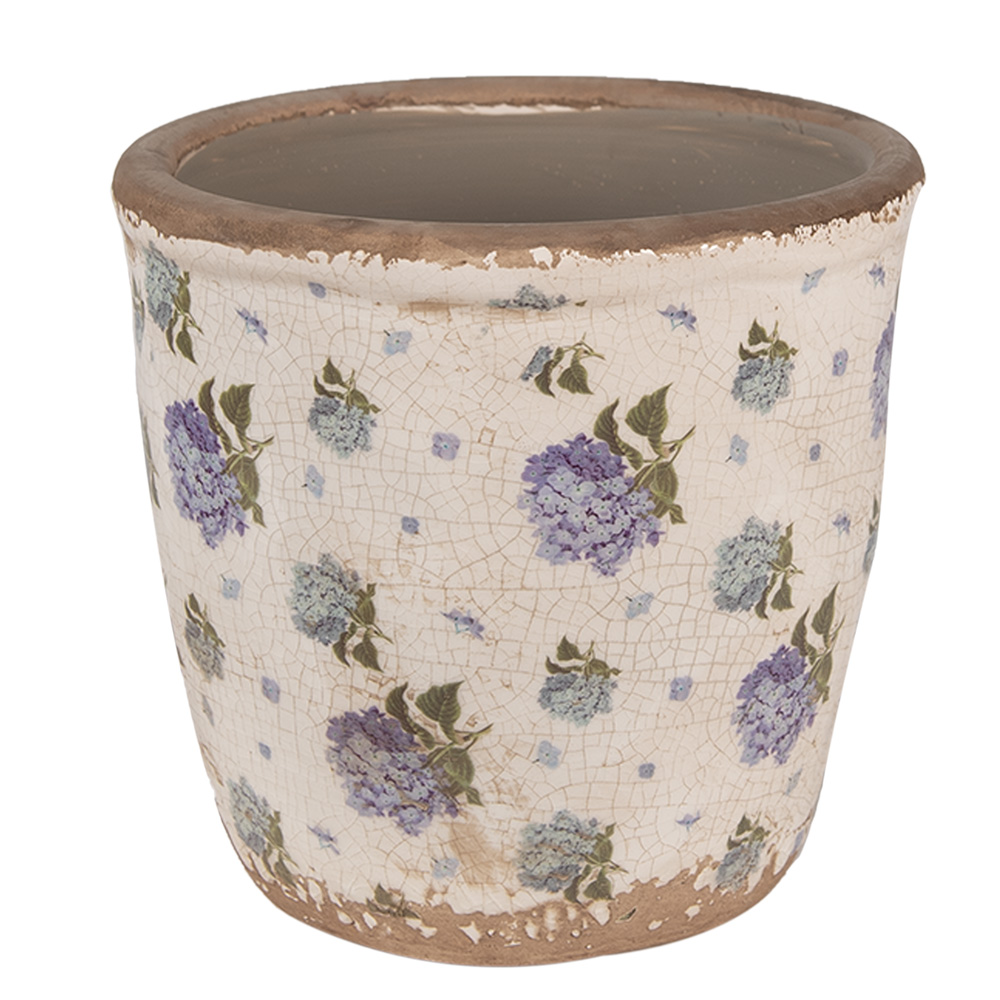 Clayre & Eef   | Bloempot Binnen Beige Blauw ø 14x13 cm | 6CE1638M