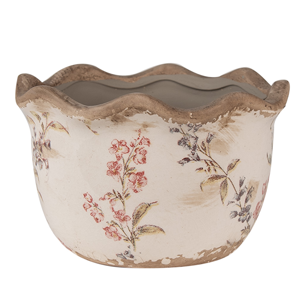 Clayre & Eef   | Bloempot Binnen Beige Roze ø 14x9 cm | 6CE1617S