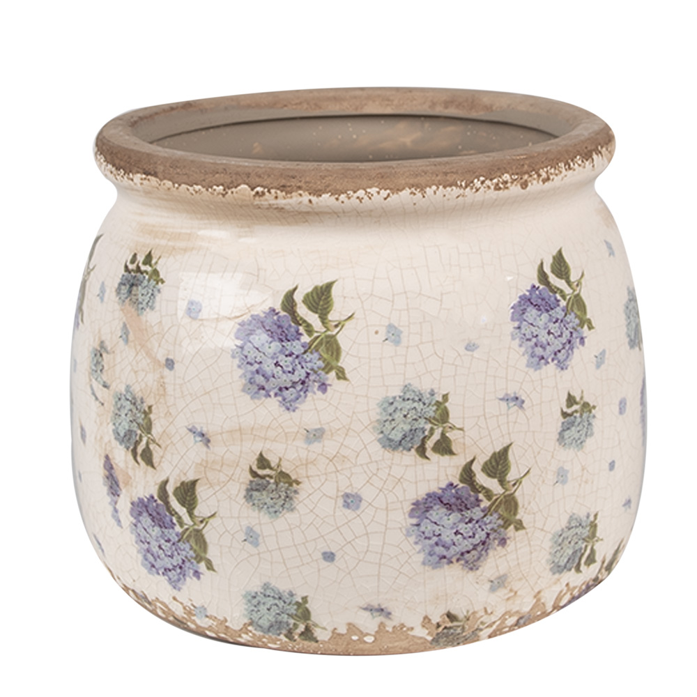 Clayre & Eef   | Bloempot Binnen Beige Blauw ø 16x13 cm | 6CE1639M