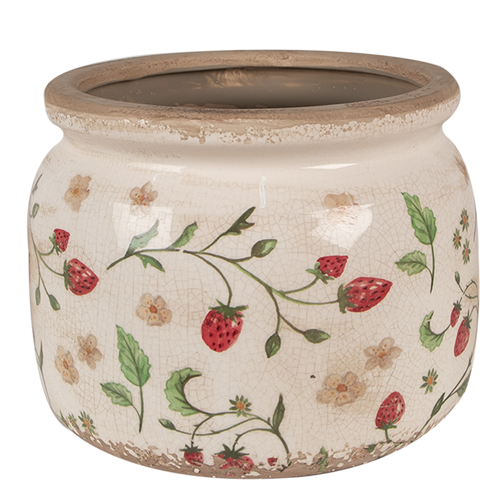 Clayre & Eef   | Bloempot Binnen Beige, Rood ø 20x15 cm | 6CE1632L