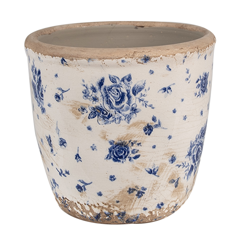 Clayre & Eef   | Bloempot Binnen Beige Blauw ø 13x12 cm | 6CE1658S