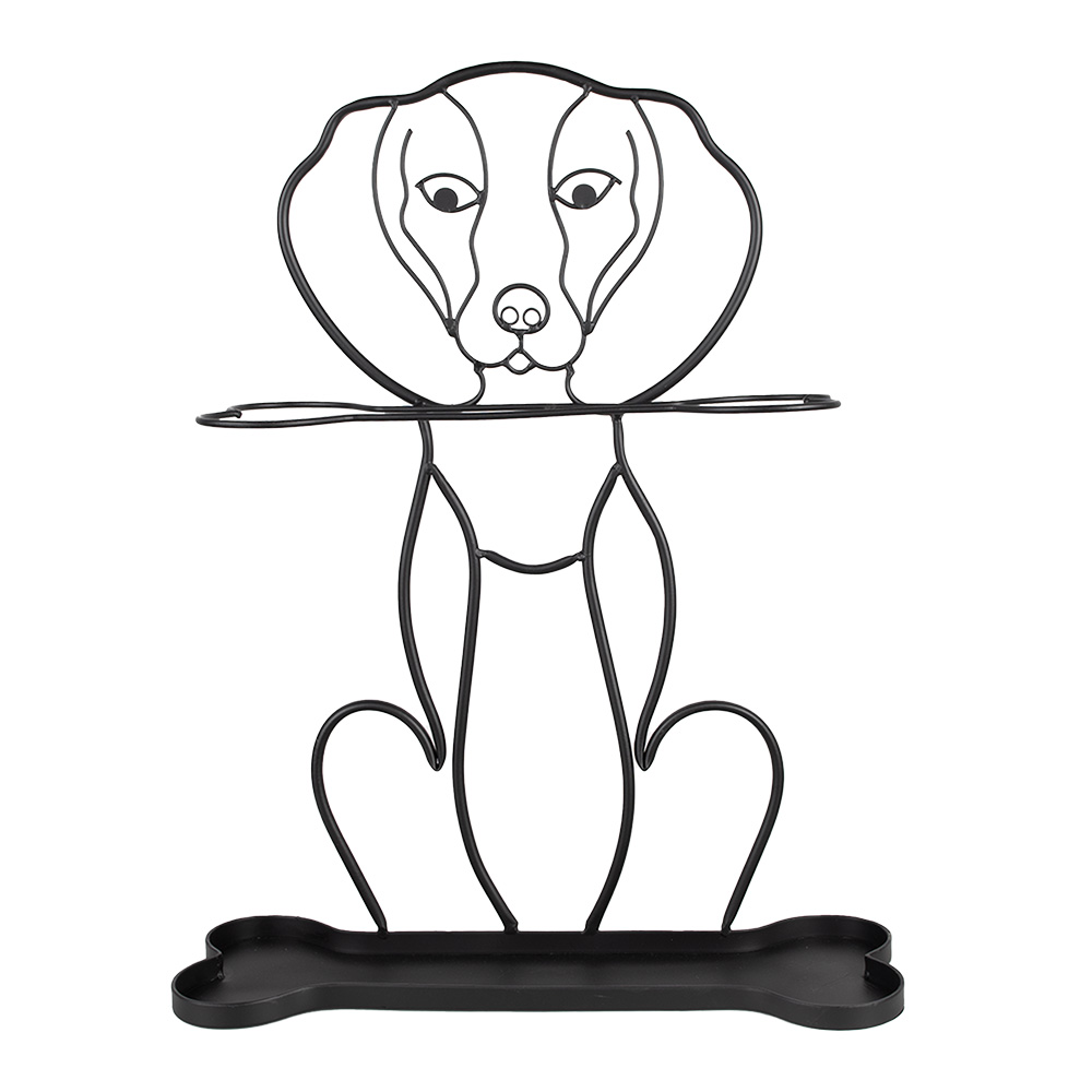 Clayre & Eef   | Paraplubak Hond Zwart 46x15x58 cm | 6Y5437