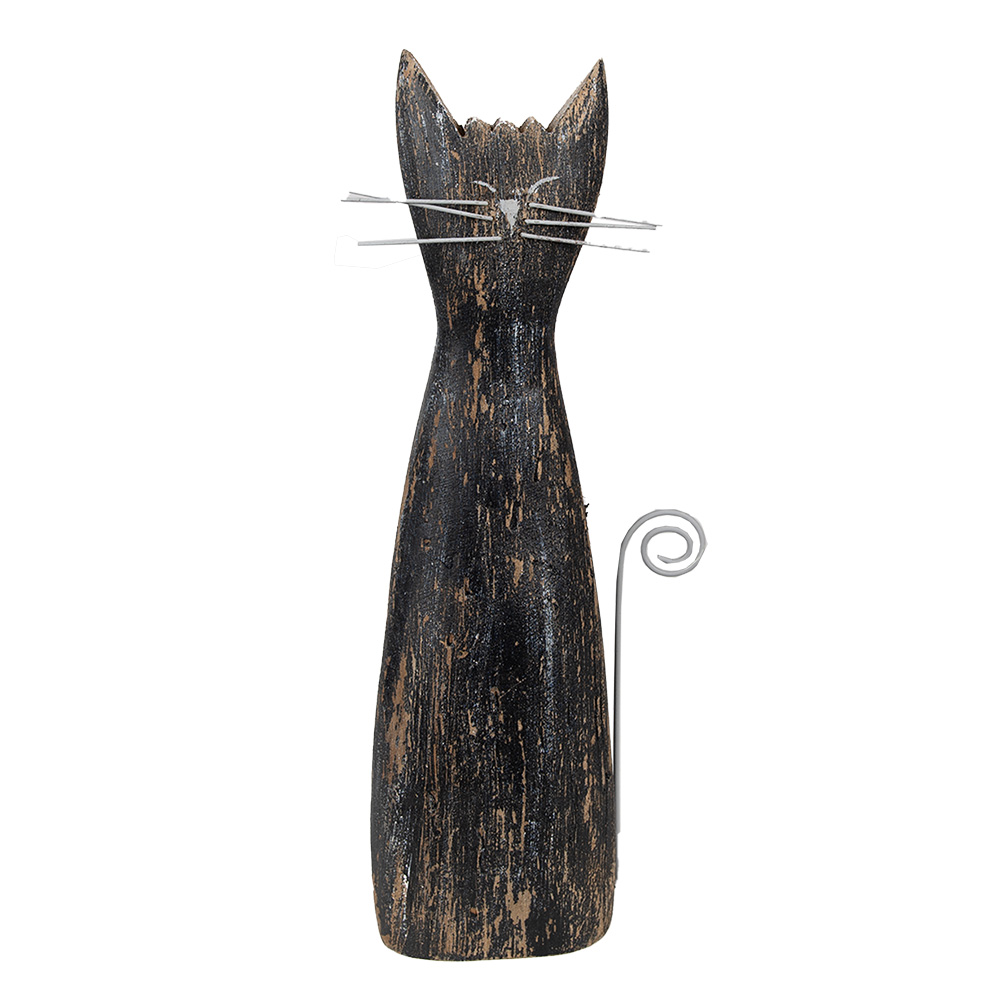 Clayre & Eef   | Decoratie Beeld Kat Zwart 11x6x31 cm | 6H2331