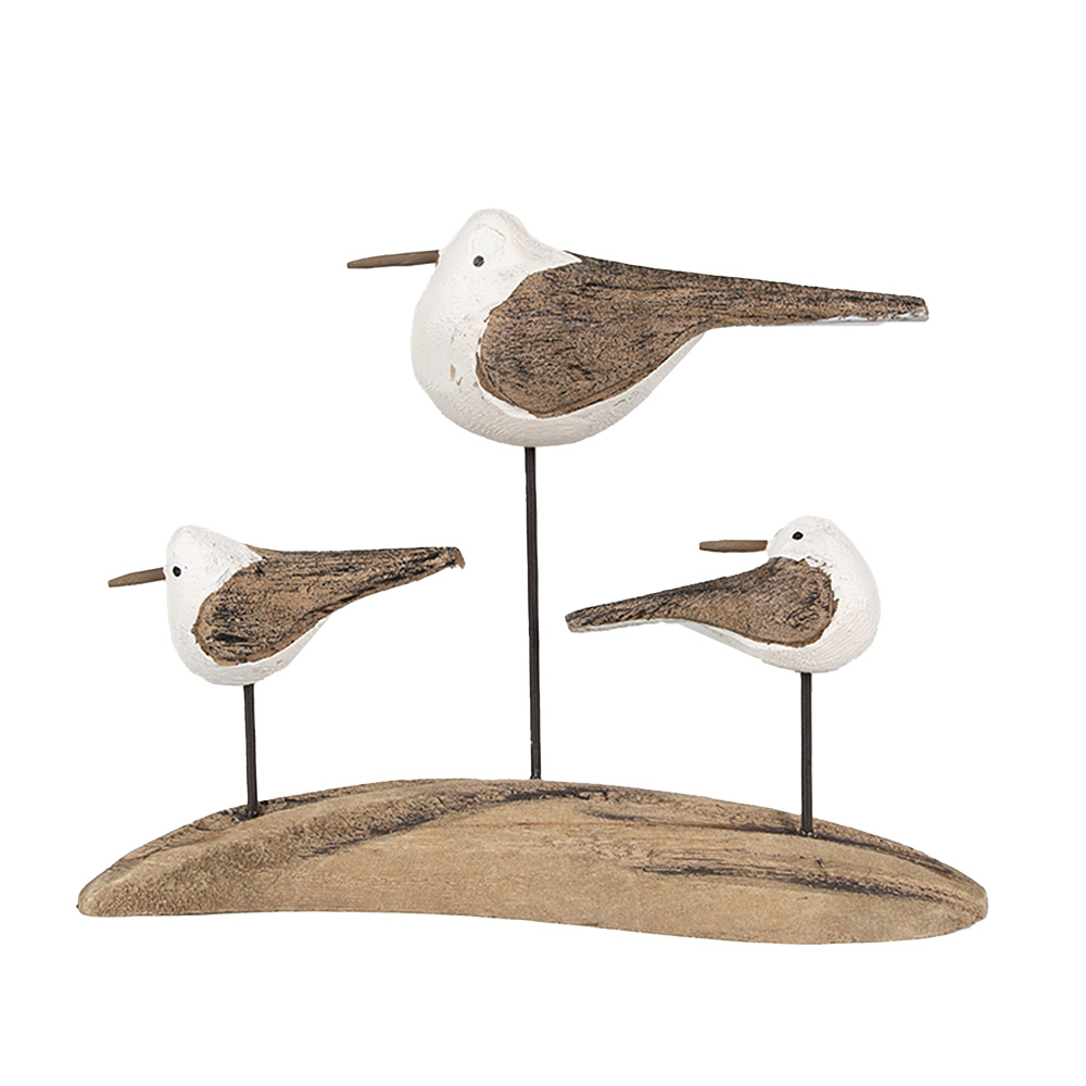 Clayre & Eef   | Decoratie Vogels Bruin Wit 17x5x14 cm | 6H2346