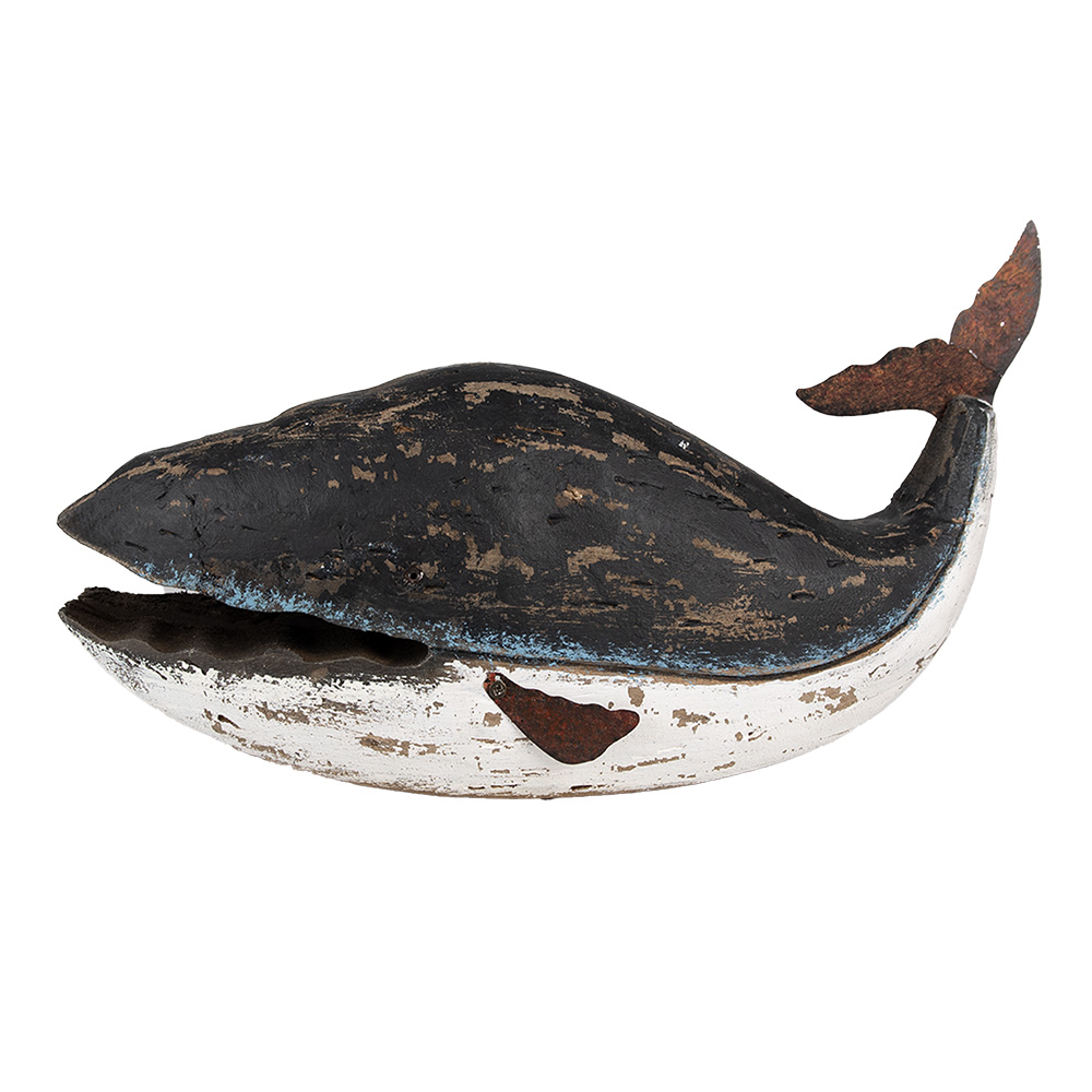 Clayre & Eef   | Decoratie Walvis Zwart Wit 36x15x23 cm | 6H2349