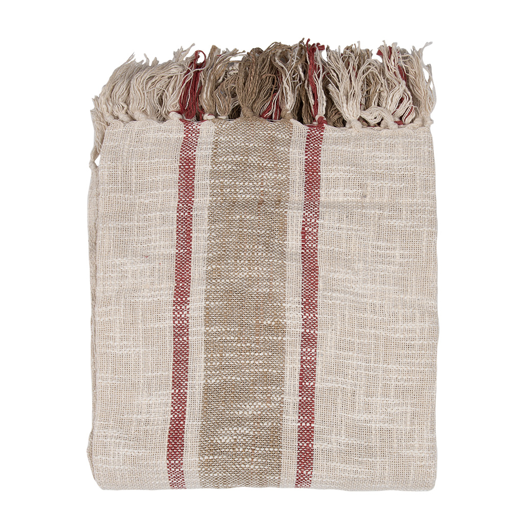 Clayre & Eef   | Plaid Beige, Bruin 125x150 cm | KT060.140