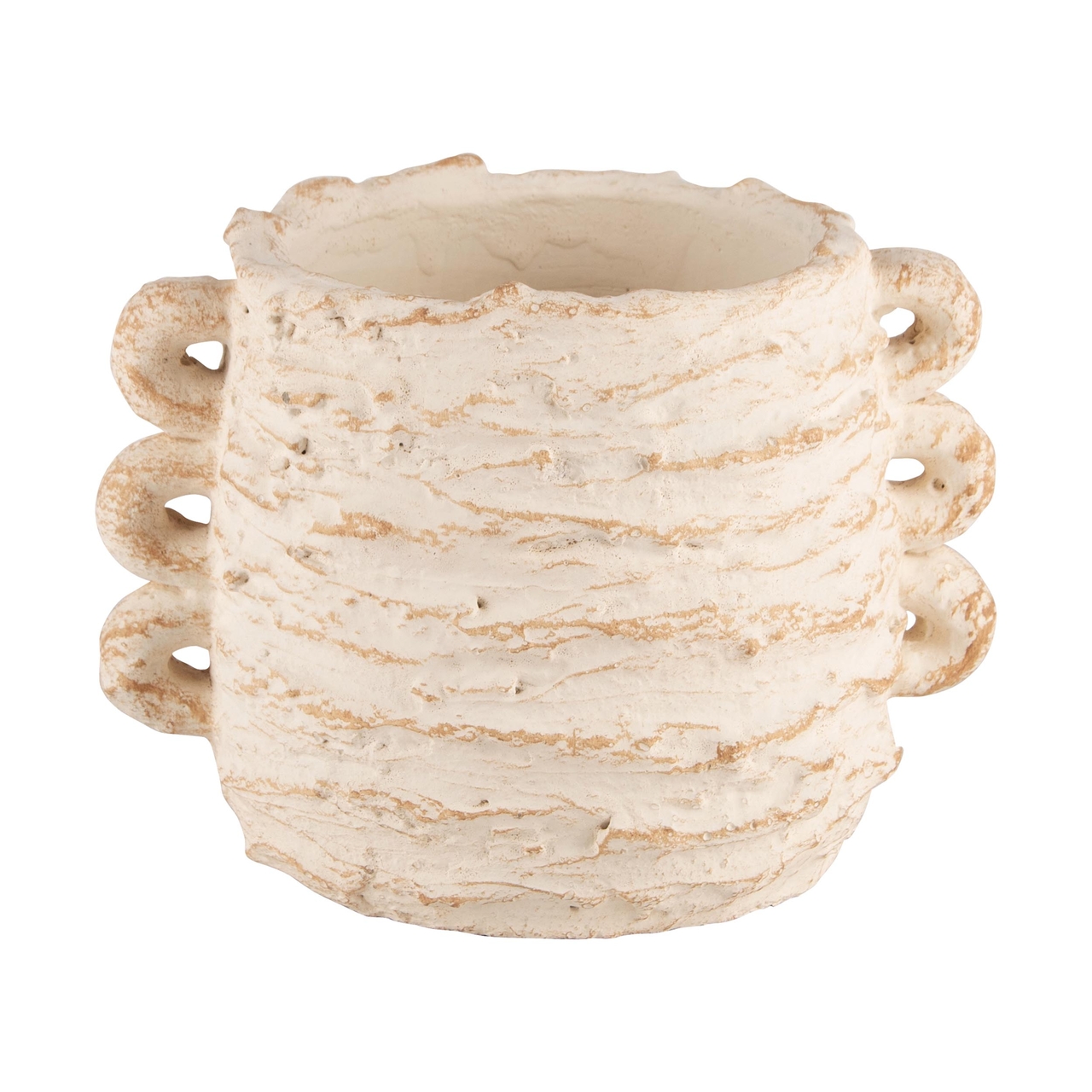 Dekoratief | Bloempot m/relief, beige, cement, 16x13x13cm | A240784