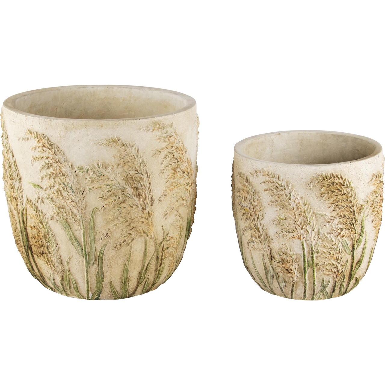 Dekoratief | Set 2 bloempotten 'Pampas', cement, 20x20x20cm | A240861